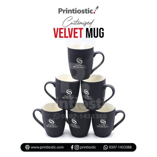 Customized velvet mug with company logo Printiostic
