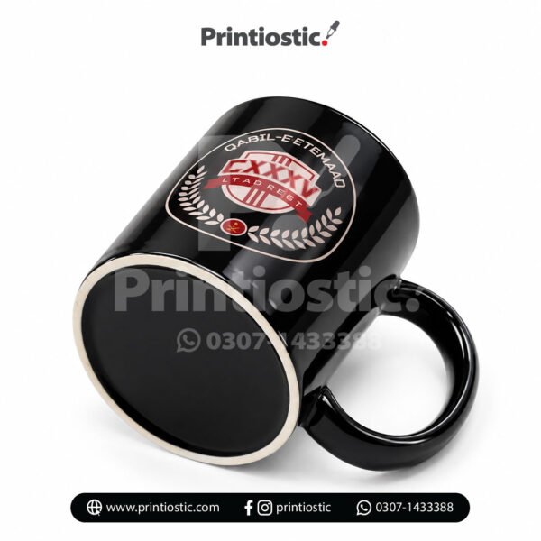 Logo printed black mug for employees and clients