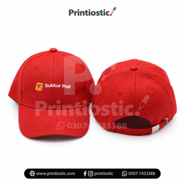Customized corporate caps with logo – red cap for corporate branding Pakistan