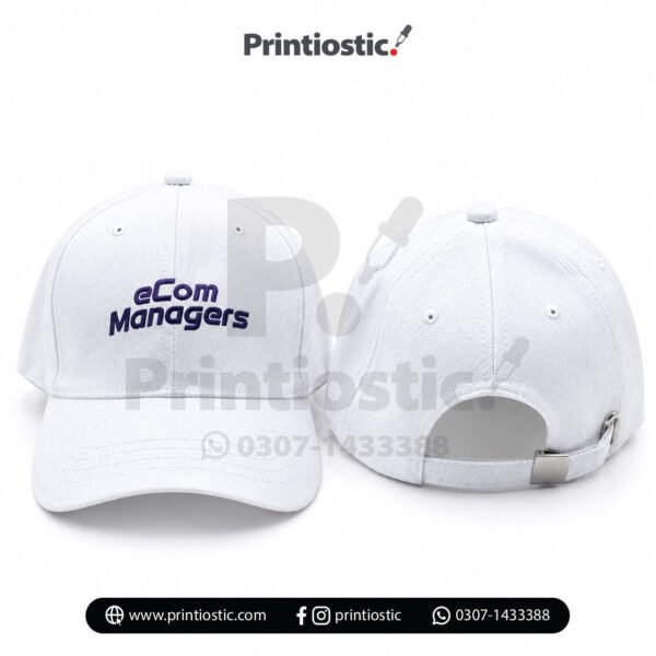 Customized corporate caps with logo – white cap for corporate branding Pakistan