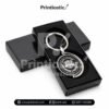 Round metal keychain with logo engraving